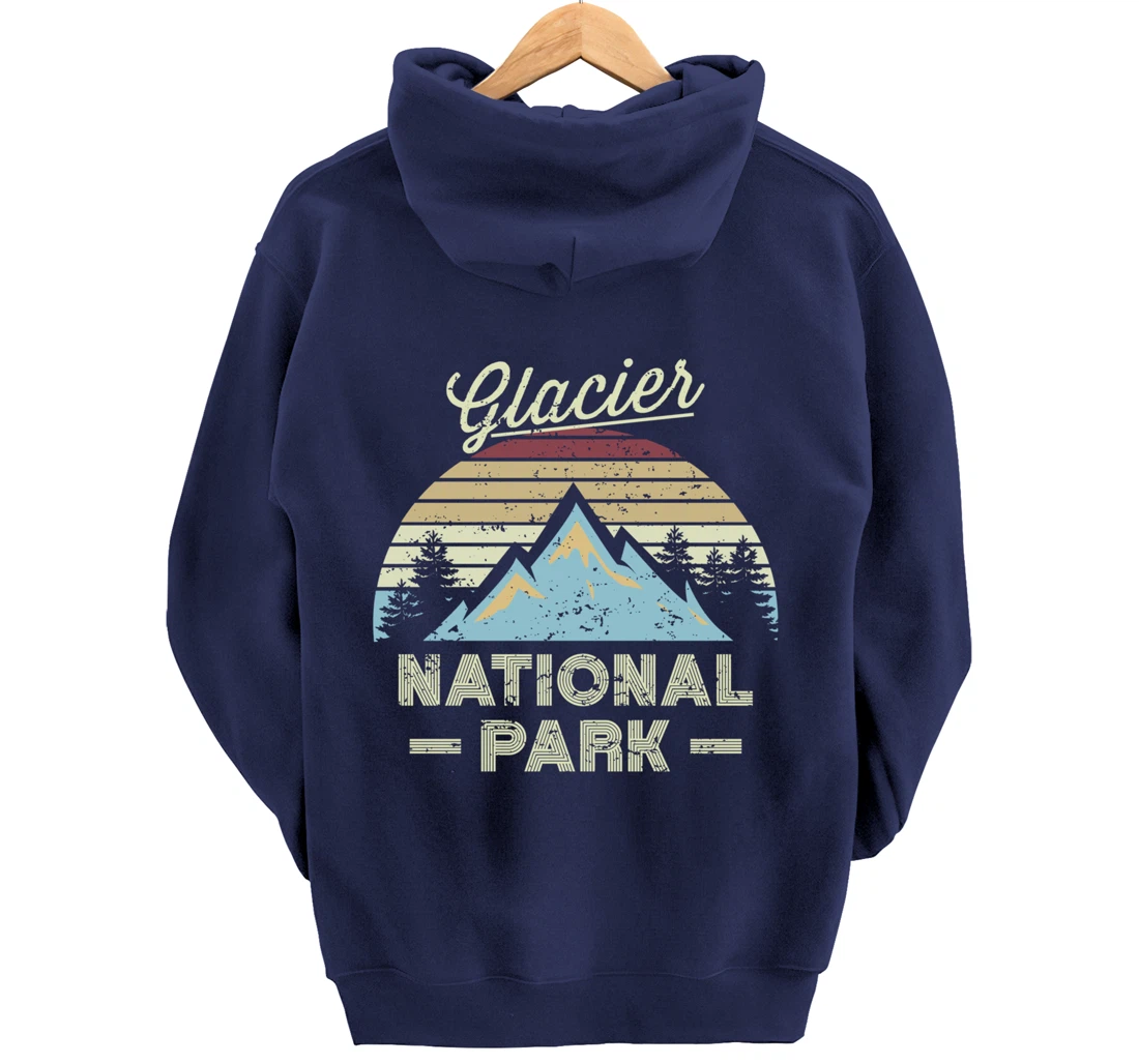 GLACIER NATIONAL PARK Vintage Sunset Love Hiking Camping Pullover Hoodie