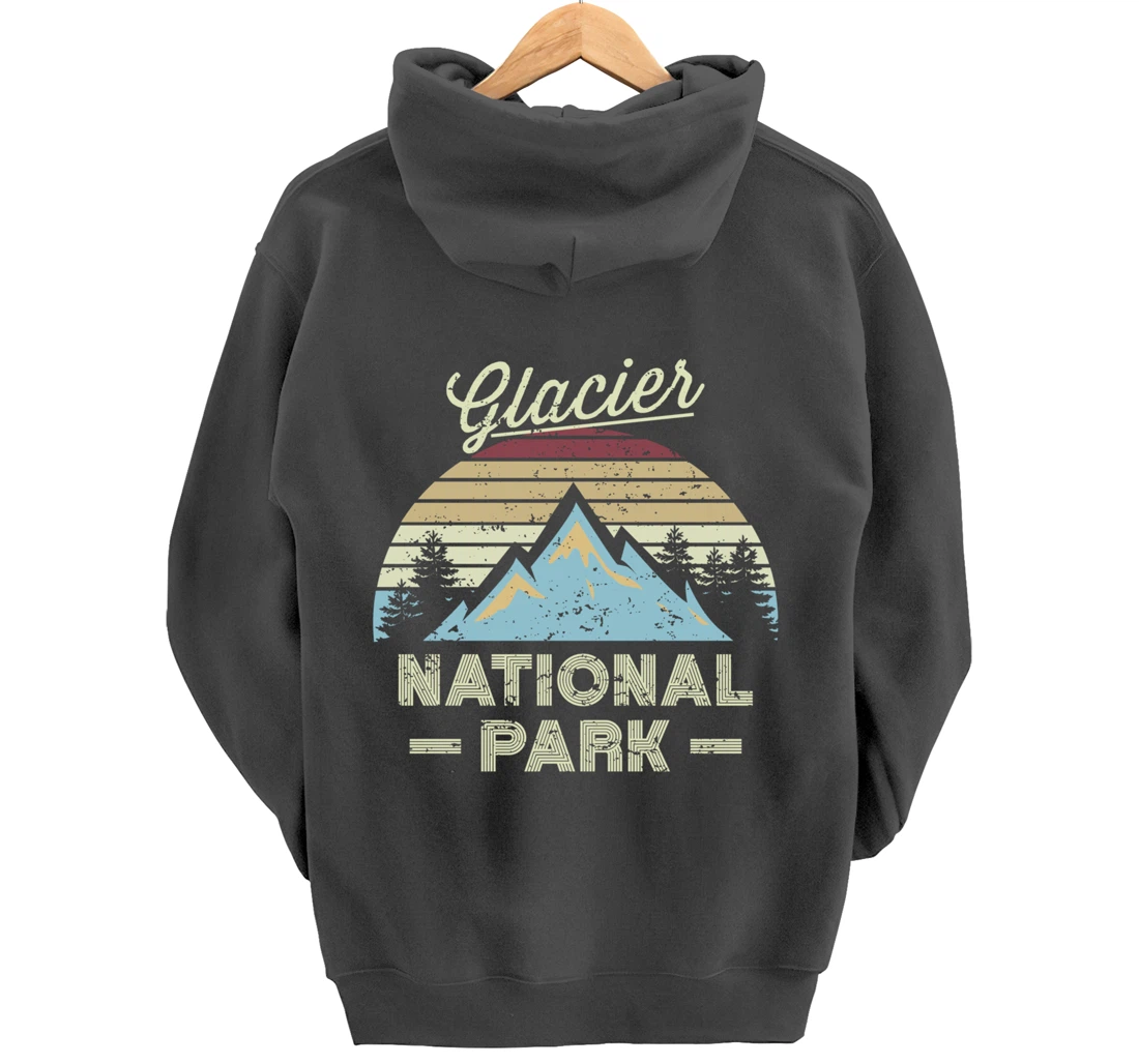 GLACIER NATIONAL PARK Vintage Sunset Love Hiking Camping Pullover Hoodie