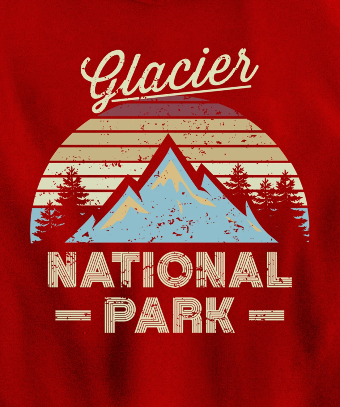 GLACIER NATIONAL PARK Vintage Sunset Love Hiking Camping Pullover Hoodie