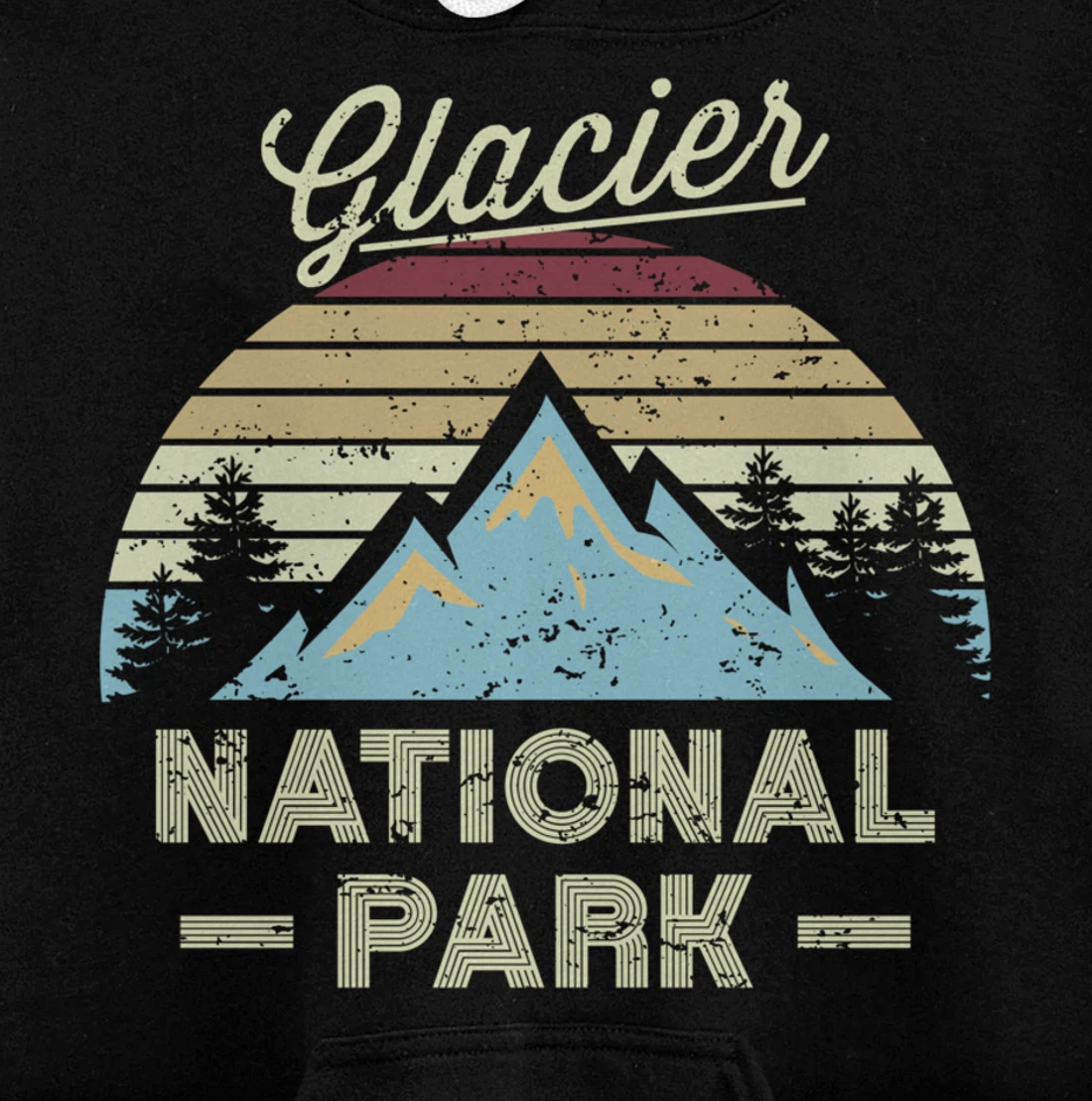 GLACIER NATIONAL PARK Vintage Sunset Love Hiking Camping Pullover Hoodie