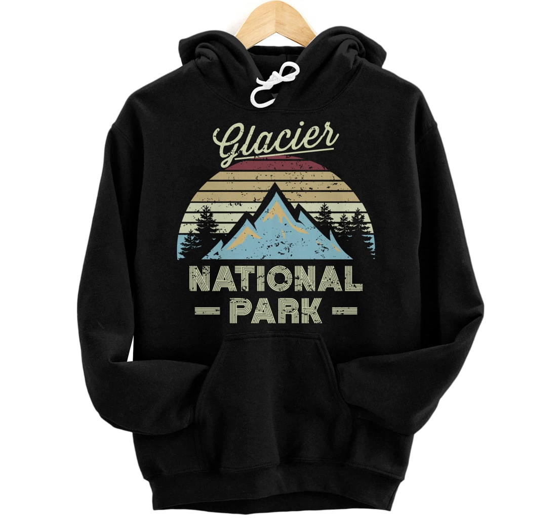 GLACIER NATIONAL PARK Vintage Sunset Love Hiking Camping Pullover Hoodie