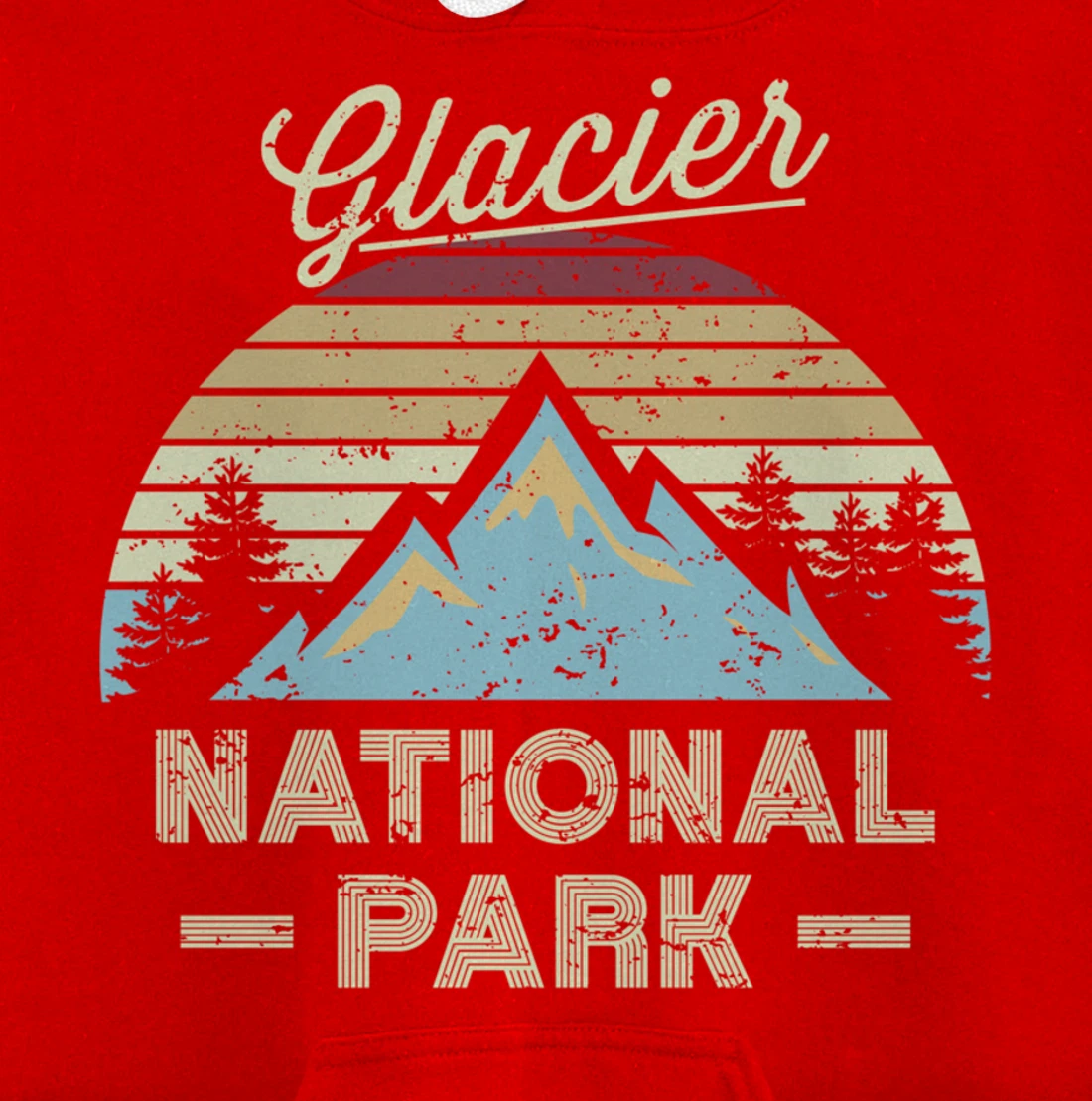 GLACIER NATIONAL PARK Vintage Sunset Love Hiking Camping Pullover Hoodie