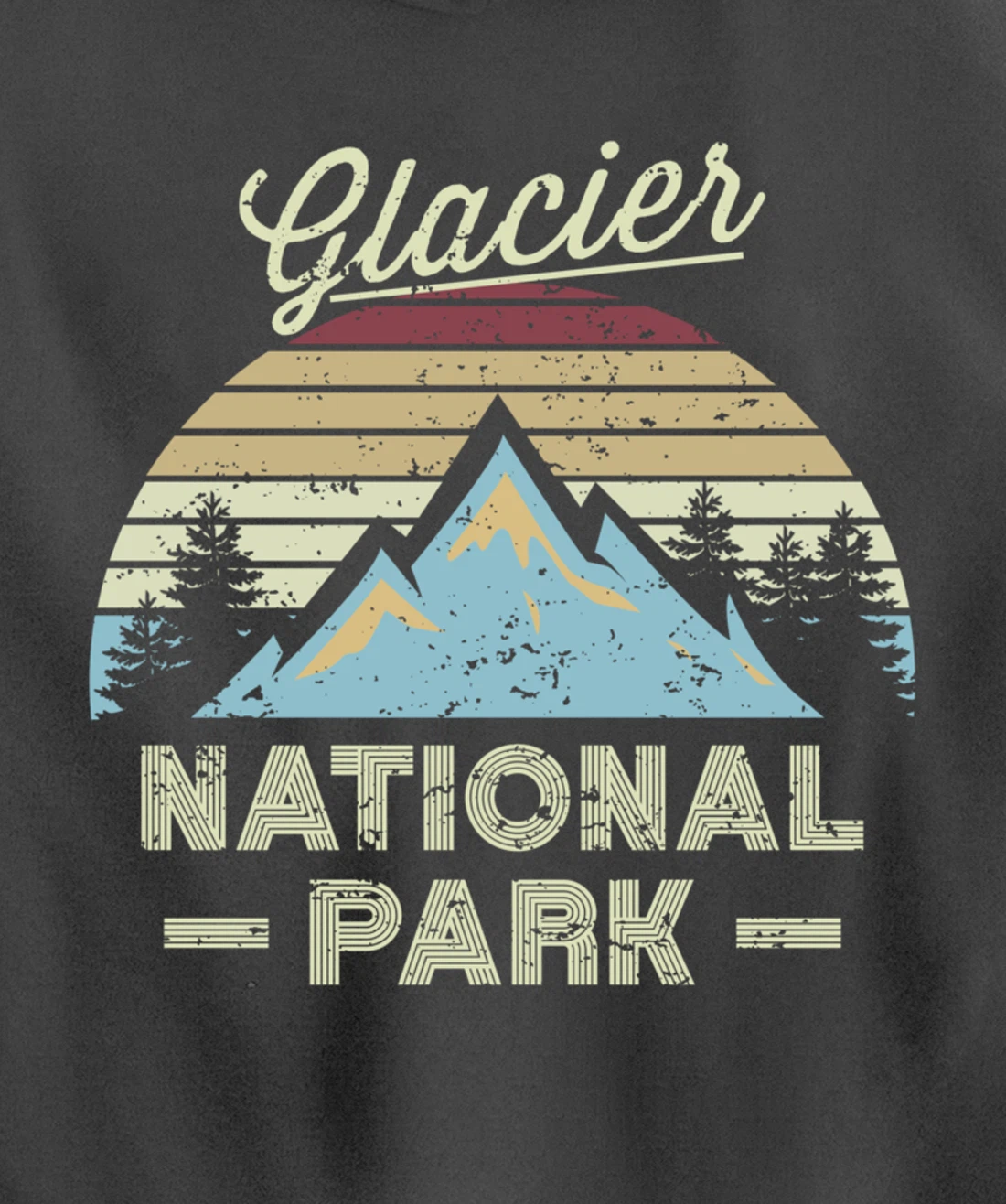 GLACIER NATIONAL PARK Vintage Sunset Love Hiking Camping Pullover Hoodie