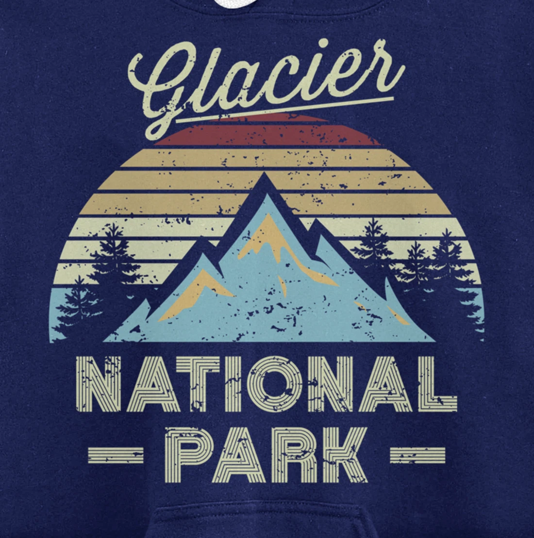 GLACIER NATIONAL PARK Vintage Sunset Love Hiking Camping Pullover Hoodie