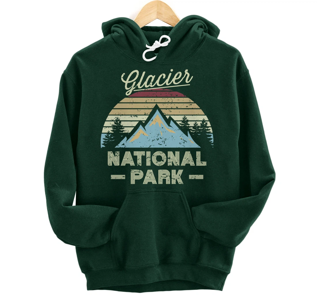 GLACIER NATIONAL PARK Vintage Sunset Love Hiking Camping Pullover Hoodie