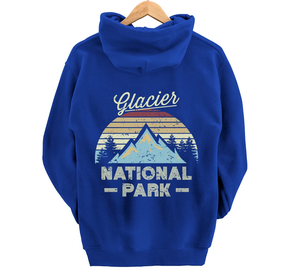 GLACIER NATIONAL PARK Vintage Sunset Love Hiking Camping Pullover Hoodie