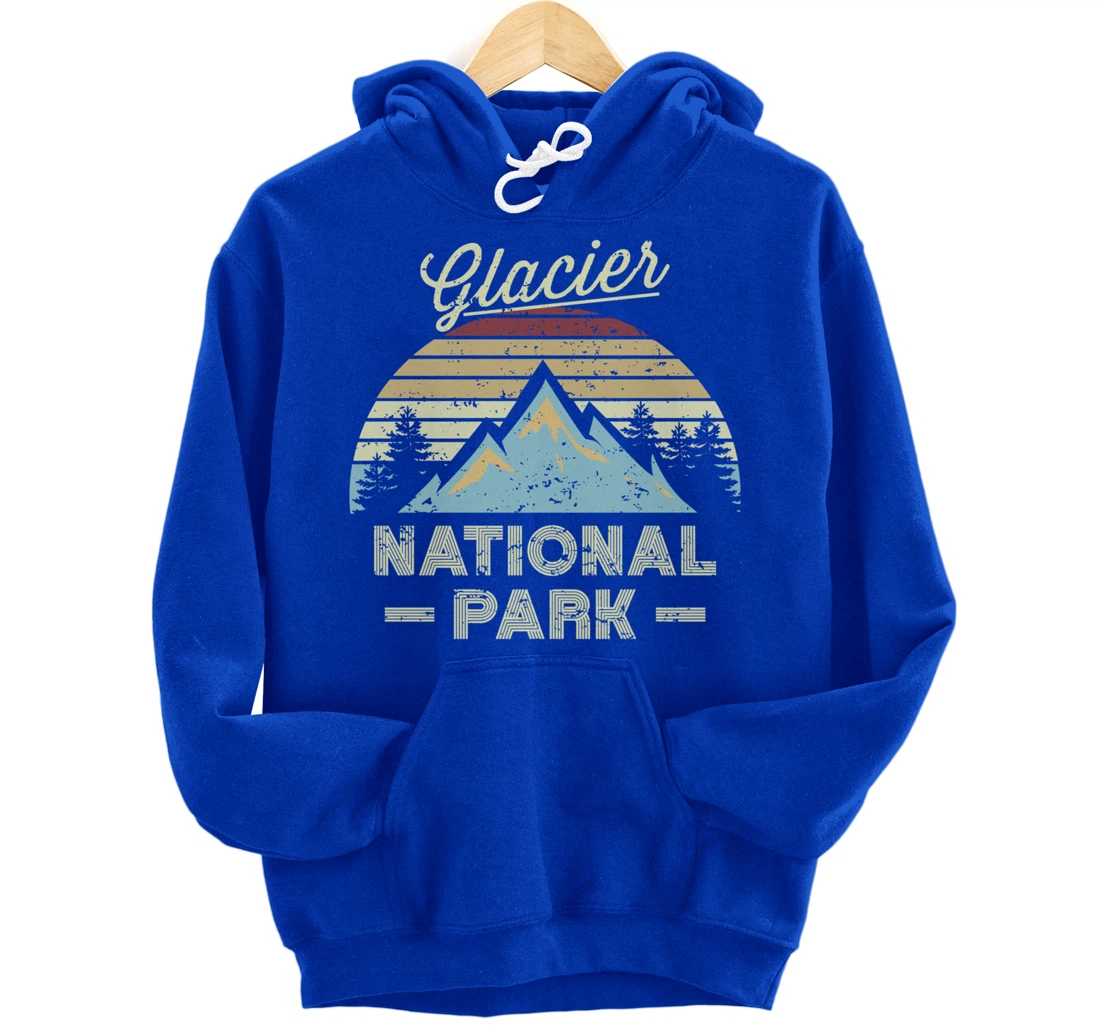 GLACIER NATIONAL PARK Vintage Sunset Love Hiking Camping Pullover Hoodie