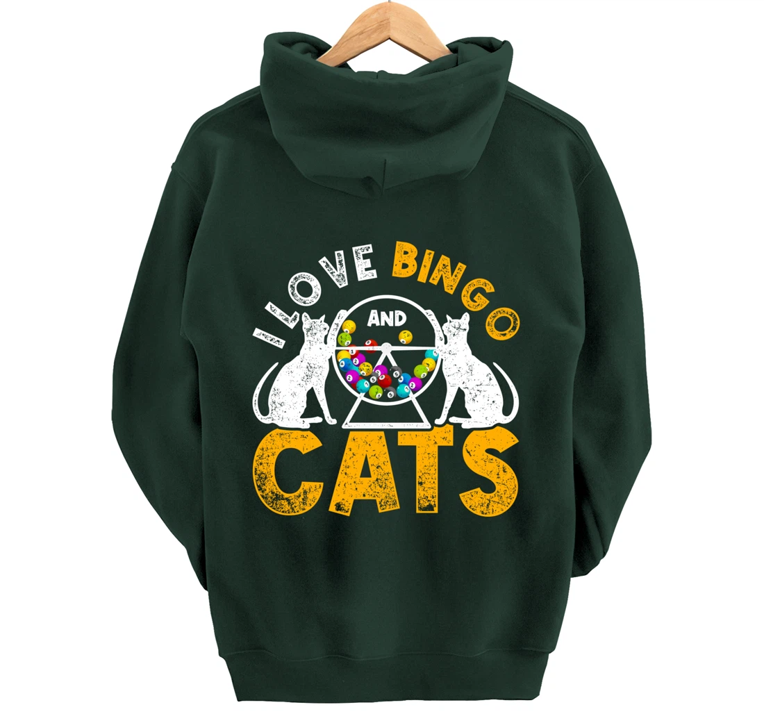 Bingo Winner Gambler Bingo Caller Cat Animal Gift Bingo Pullover Hoodie