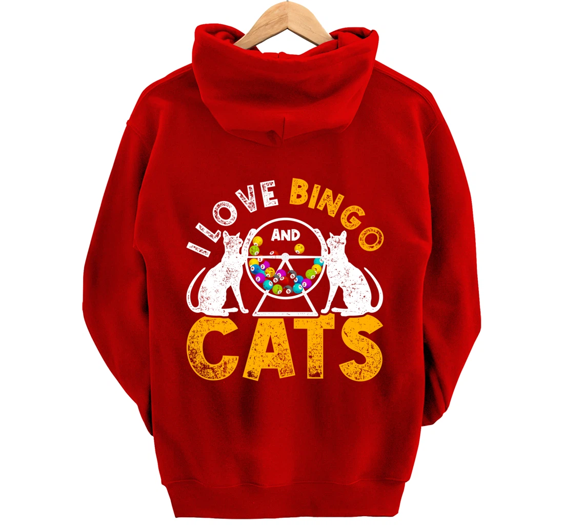 Bingo Winner Gambler Bingo Caller Cat Animal Gift Bingo Pullover Hoodie