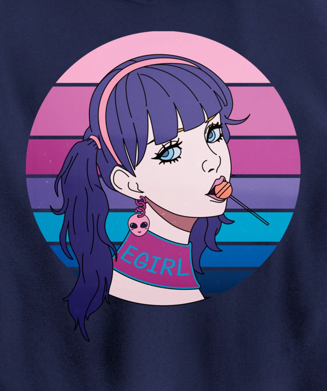 Aesthetic Vaporwave Girl. Pastel Goth EGirl Doll design Pullover Hoodie