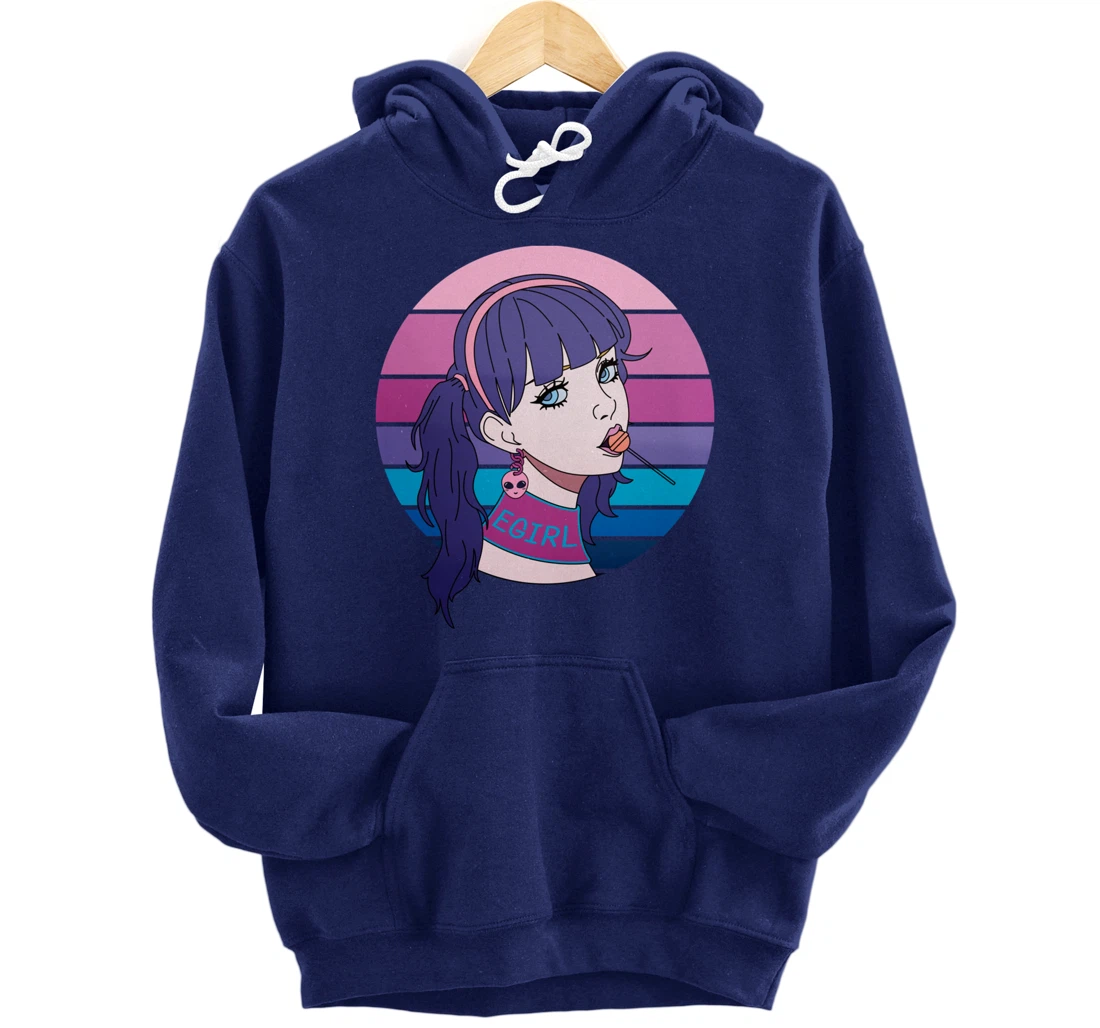 Aesthetic Vaporwave Girl. Pastel Goth EGirl Doll design Pullover Hoodie