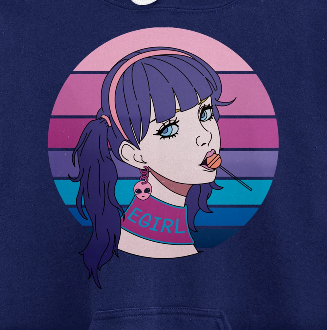 Aesthetic Vaporwave Girl. Pastel Goth EGirl Doll design Pullover Hoodie