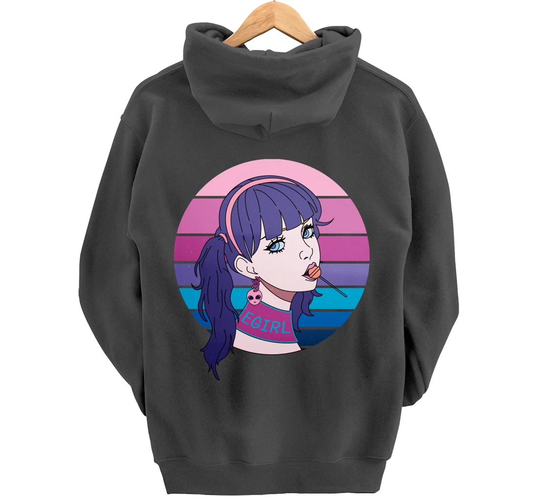 Aesthetic Vaporwave Girl. Pastel Goth EGirl Doll design Pullover Hoodie