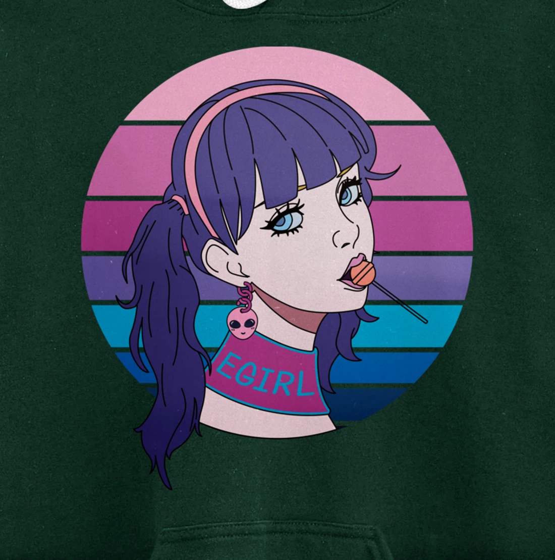 Aesthetic Vaporwave Girl. Pastel Goth EGirl Doll design Pullover Hoodie
