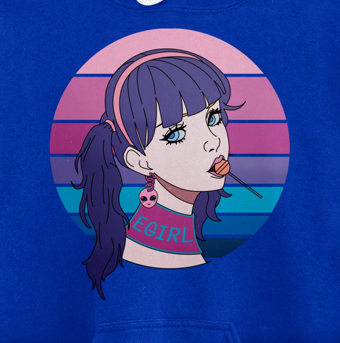 Aesthetic Vaporwave Girl. Pastel Goth EGirl Doll design Pullover Hoodie