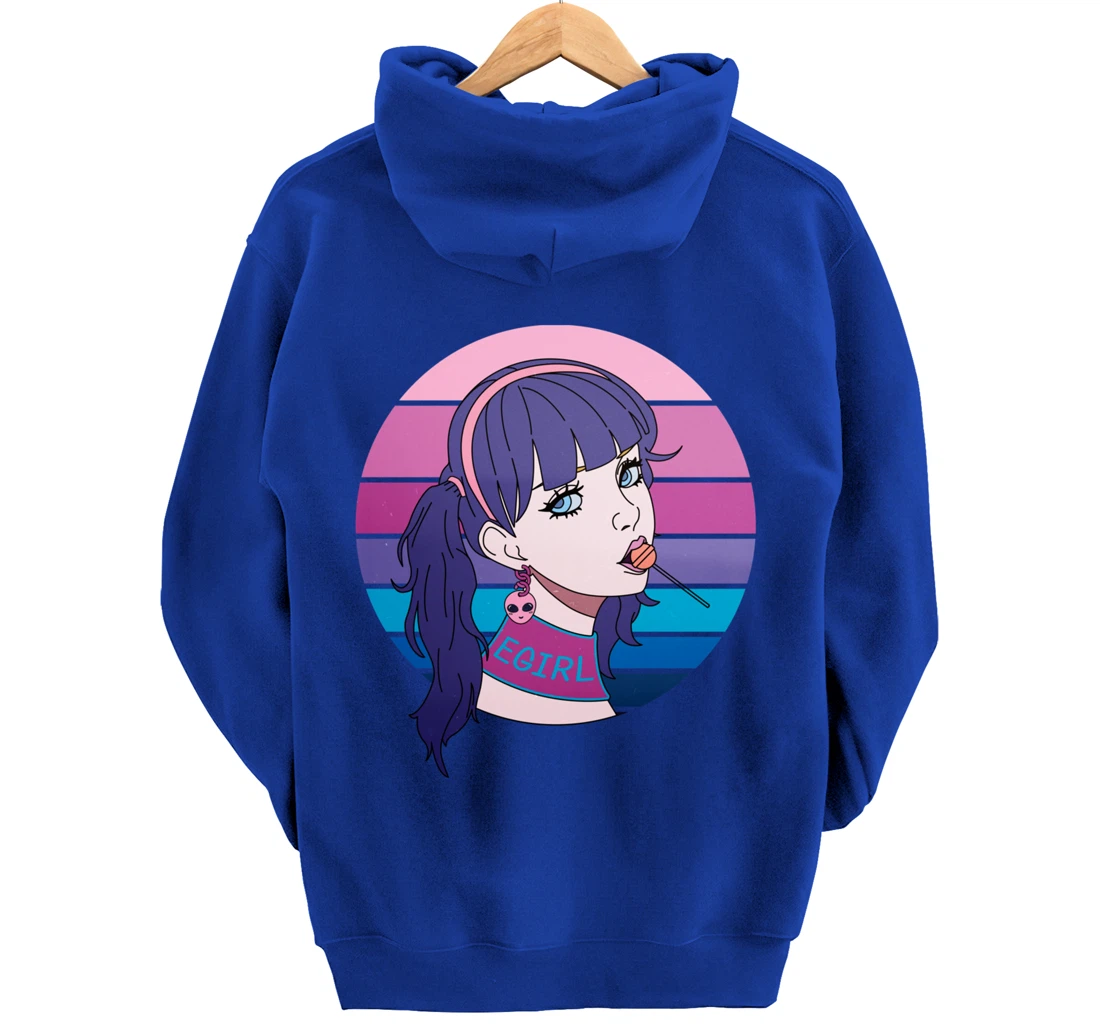 Aesthetic Vaporwave Girl. Pastel Goth EGirl Doll design Pullover Hoodie