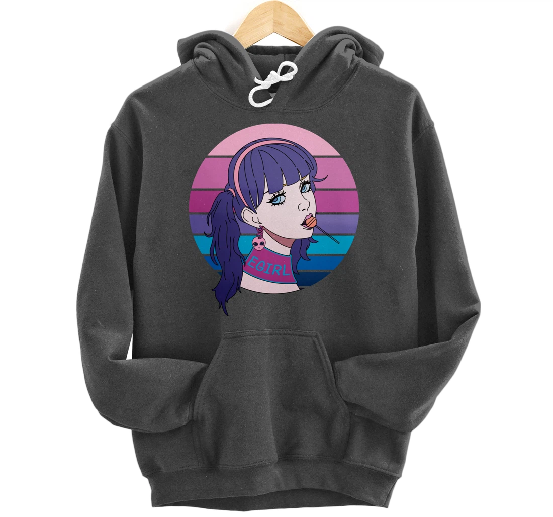 Aesthetic Vaporwave Girl. Pastel Goth EGirl Doll design Pullover Hoodie