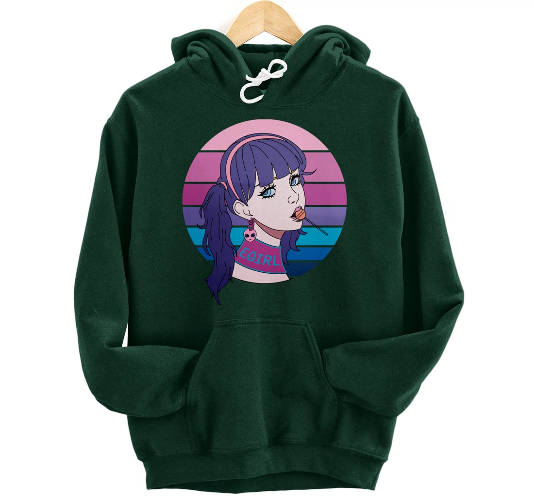 Aesthetic Vaporwave Girl. Pastel Goth EGirl Doll design Pullover Hoodie