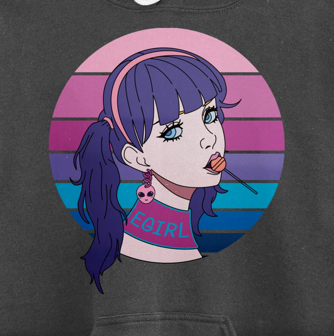 Aesthetic Vaporwave Girl. Pastel Goth EGirl Doll design Pullover Hoodie