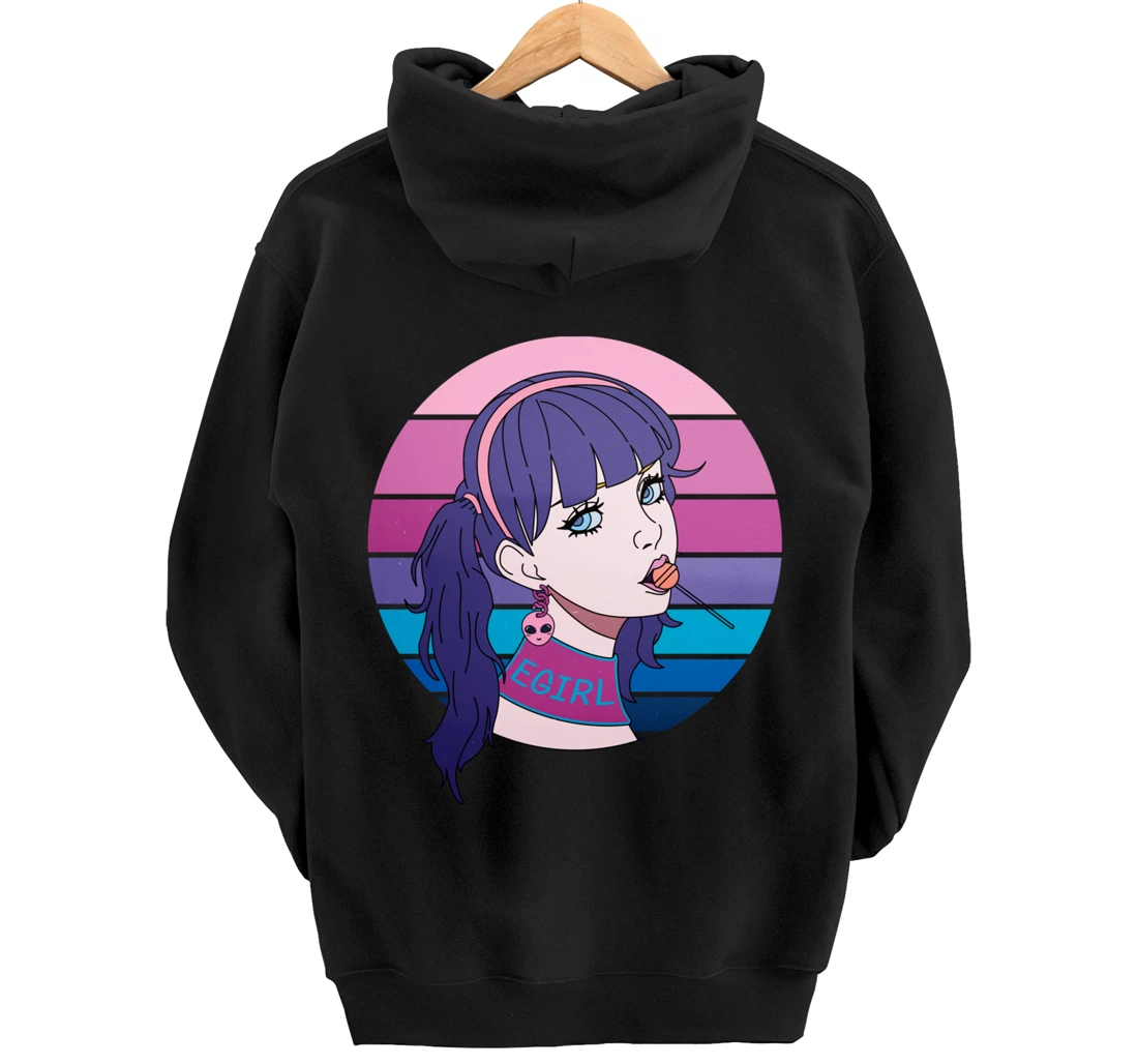 Aesthetic Vaporwave Girl. Pastel Goth EGirl Doll design Pullover Hoodie