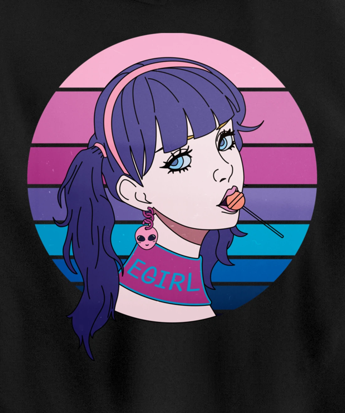 Aesthetic Vaporwave Girl. Pastel Goth EGirl Doll design Pullover Hoodie