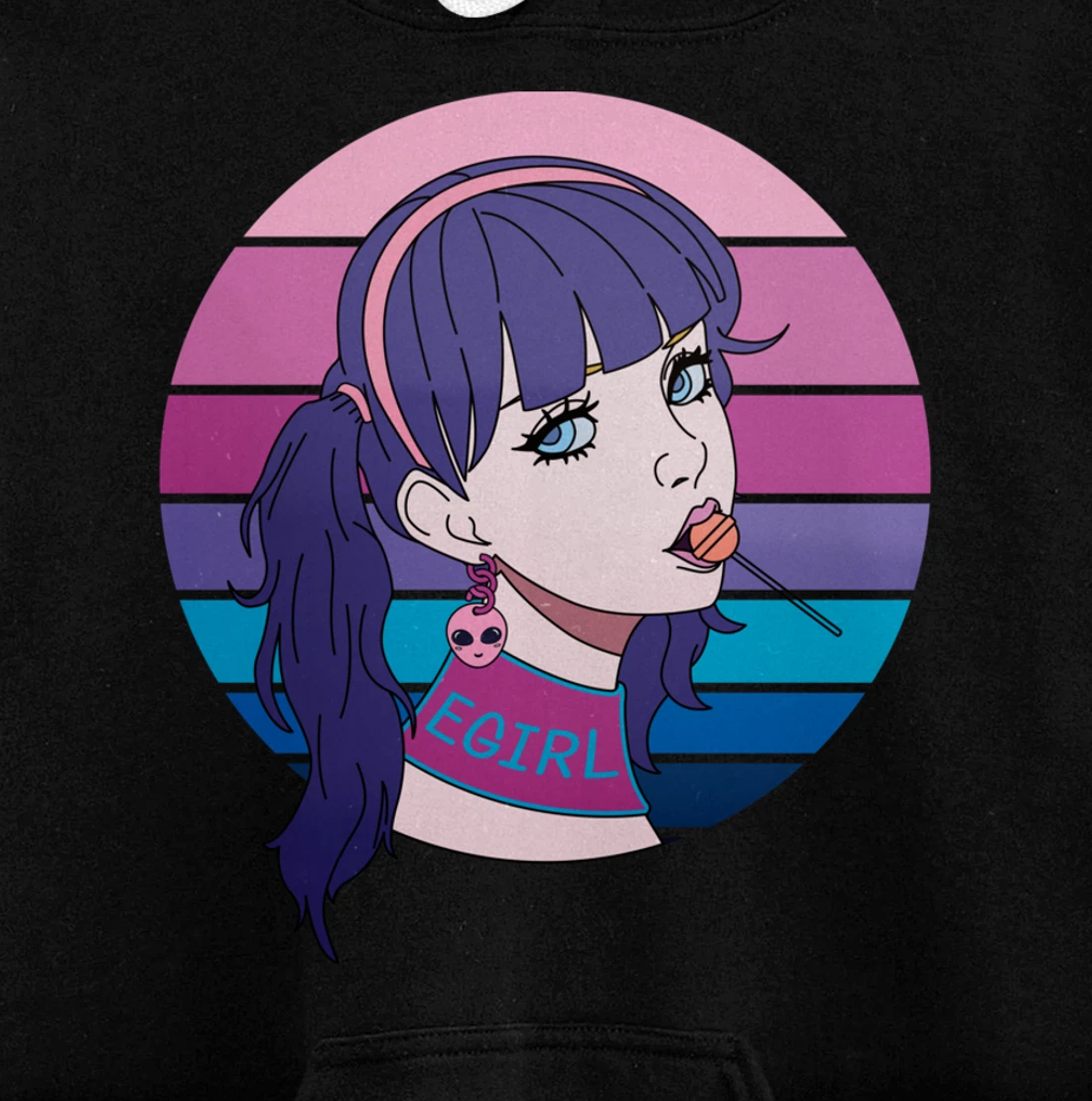 Aesthetic Vaporwave Girl. Pastel Goth EGirl Doll design Pullover Hoodie