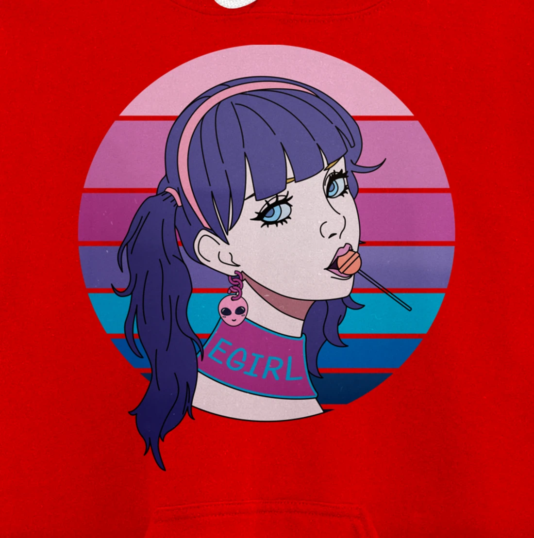 Aesthetic Vaporwave Girl. Pastel Goth EGirl Doll design Pullover Hoodie