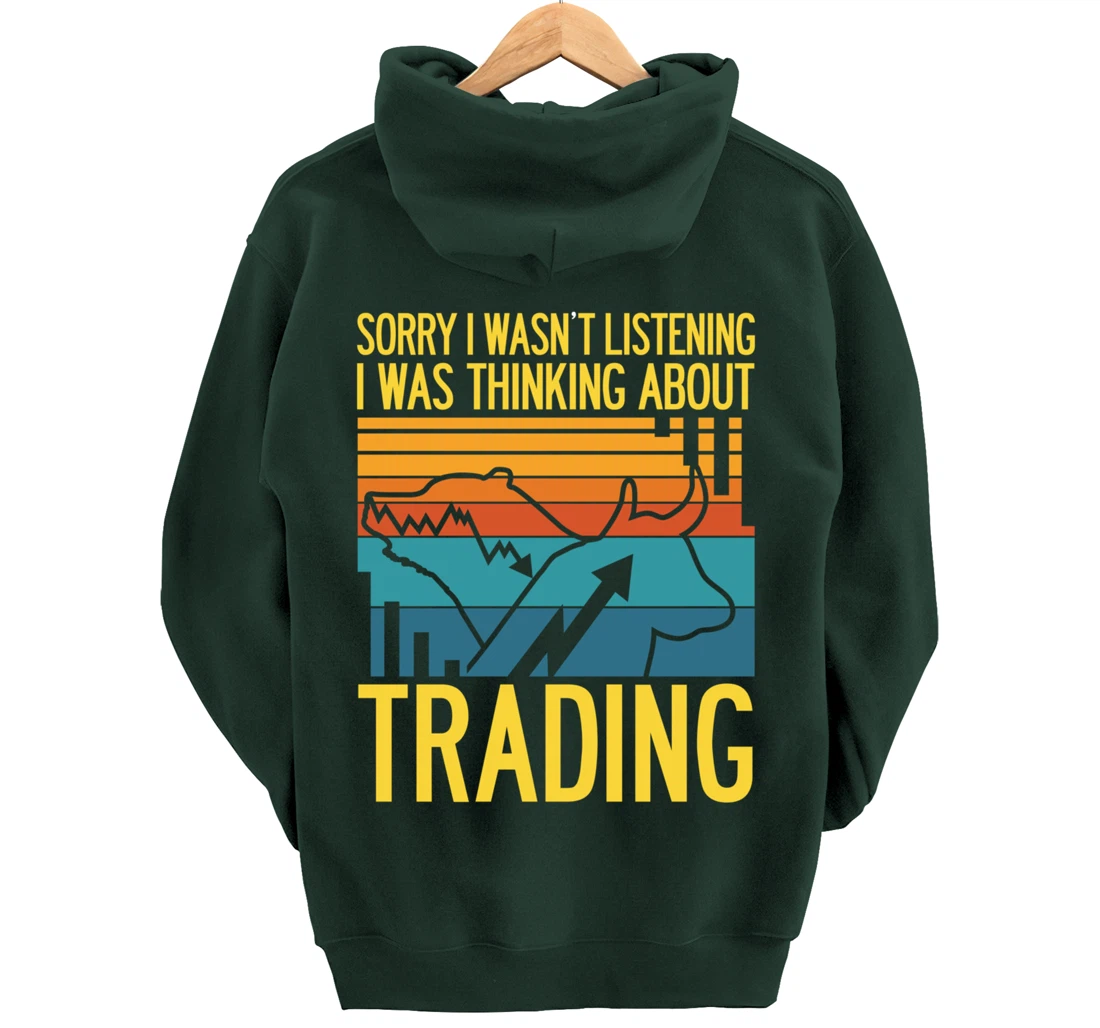 Stock Market Trading Monday Trader Invest Bullish Bull Retro Pullover Hoodie