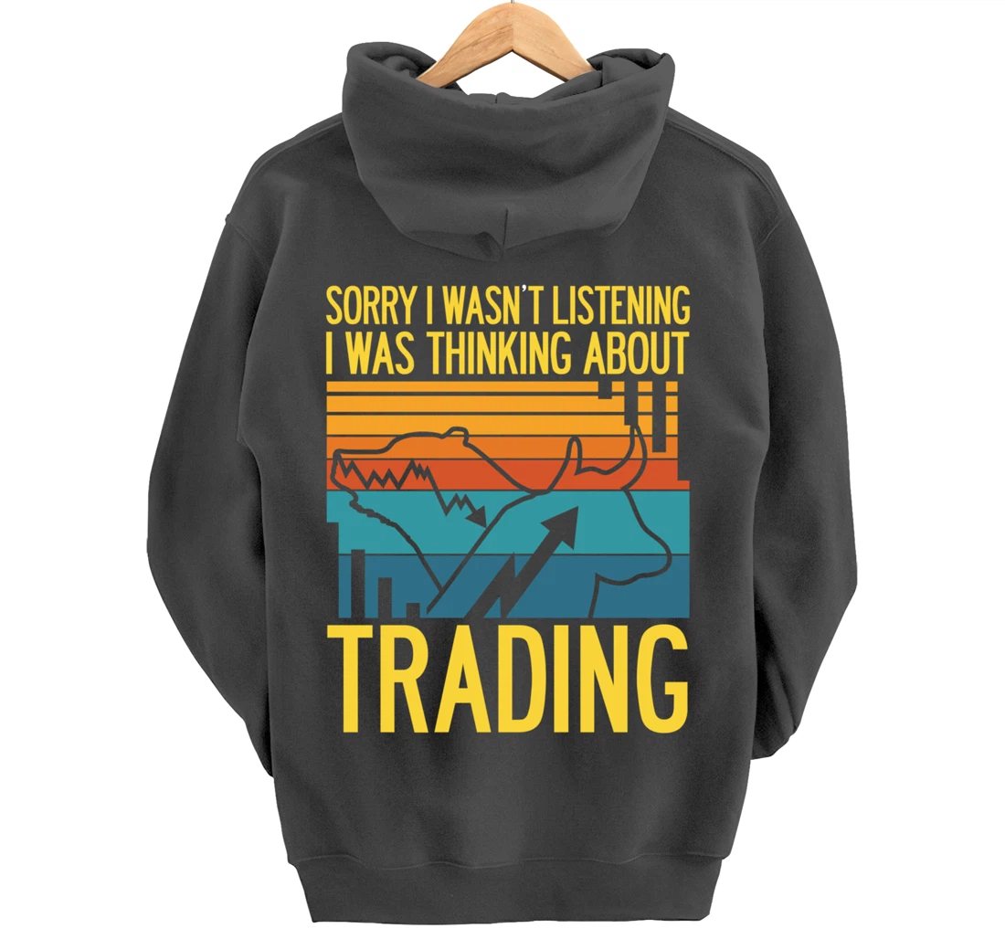 Stock Market Trading Monday Trader Invest Bullish Bull Retro Pullover Hoodie