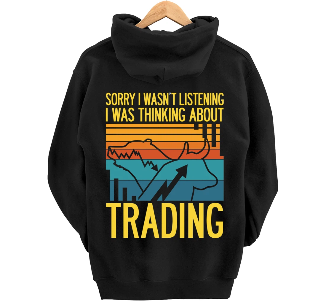 Stock Market Trading Monday Trader Invest Bullish Bull Retro Pullover Hoodie