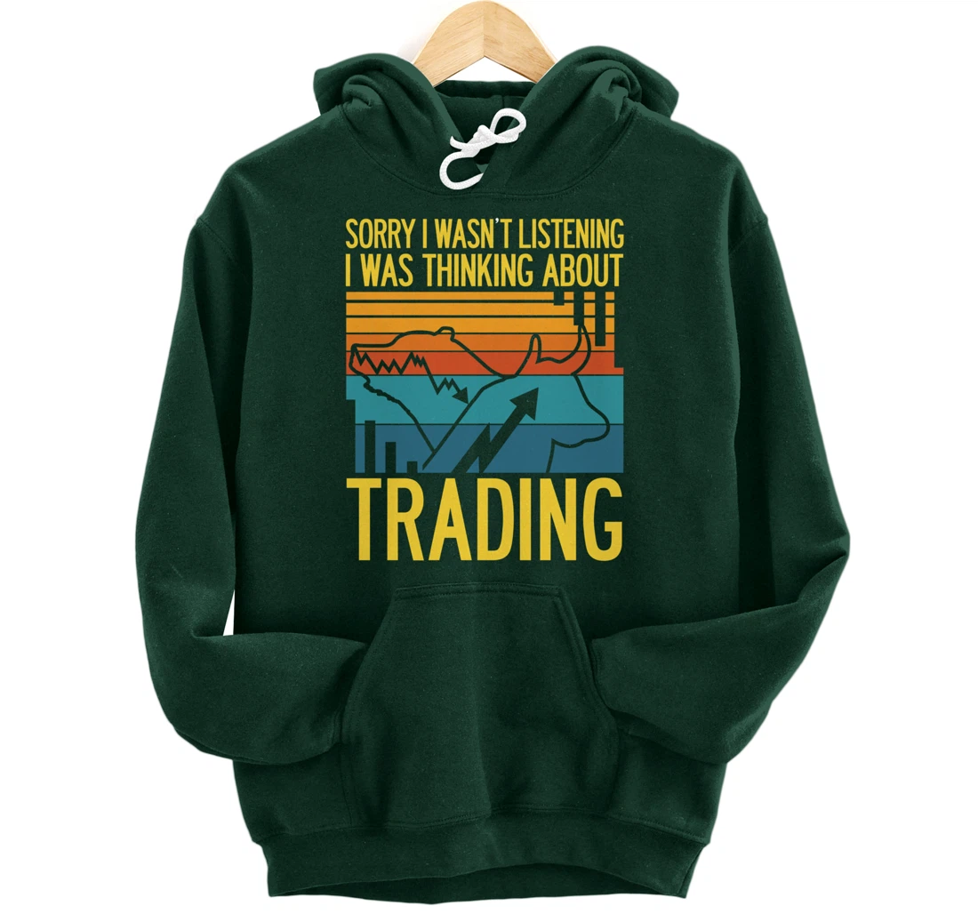 Stock Market Trading Monday Trader Invest Bullish Bull Retro Pullover Hoodie