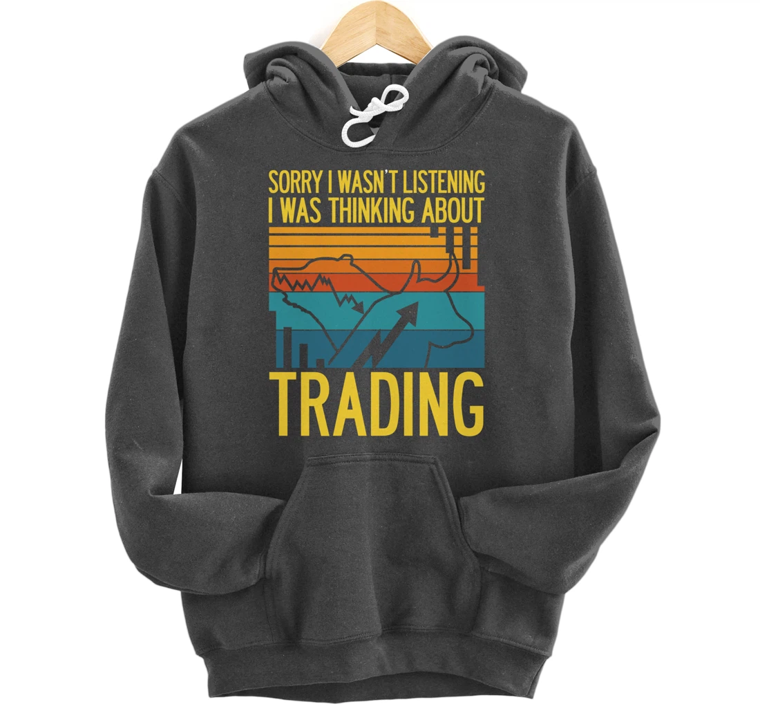 Stock Market Trading Monday Trader Invest Bullish Bull Retro Pullover Hoodie