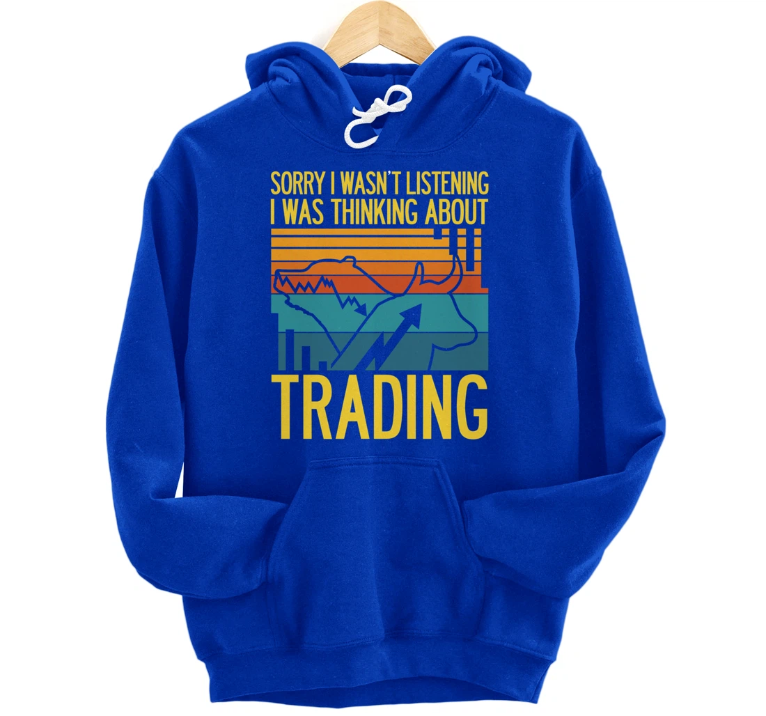 Stock Market Trading Monday Trader Invest Bullish Bull Retro Pullover Hoodie