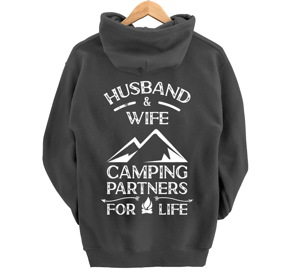 Husband & Wife Camping Partners For Life Outdoor Fun Pullover Hoodie
