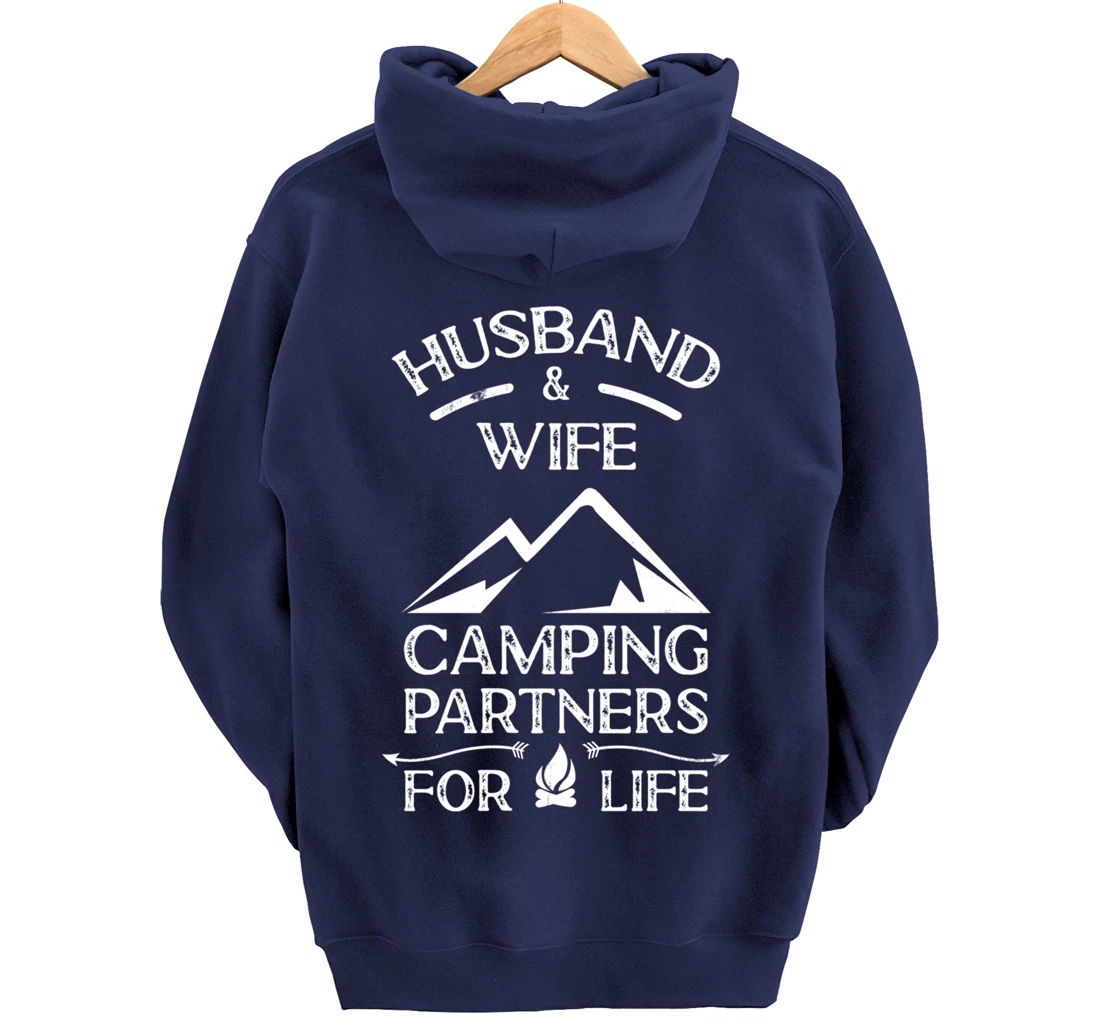 Husband & Wife Camping Partners For Life Outdoor Fun Pullover Hoodie