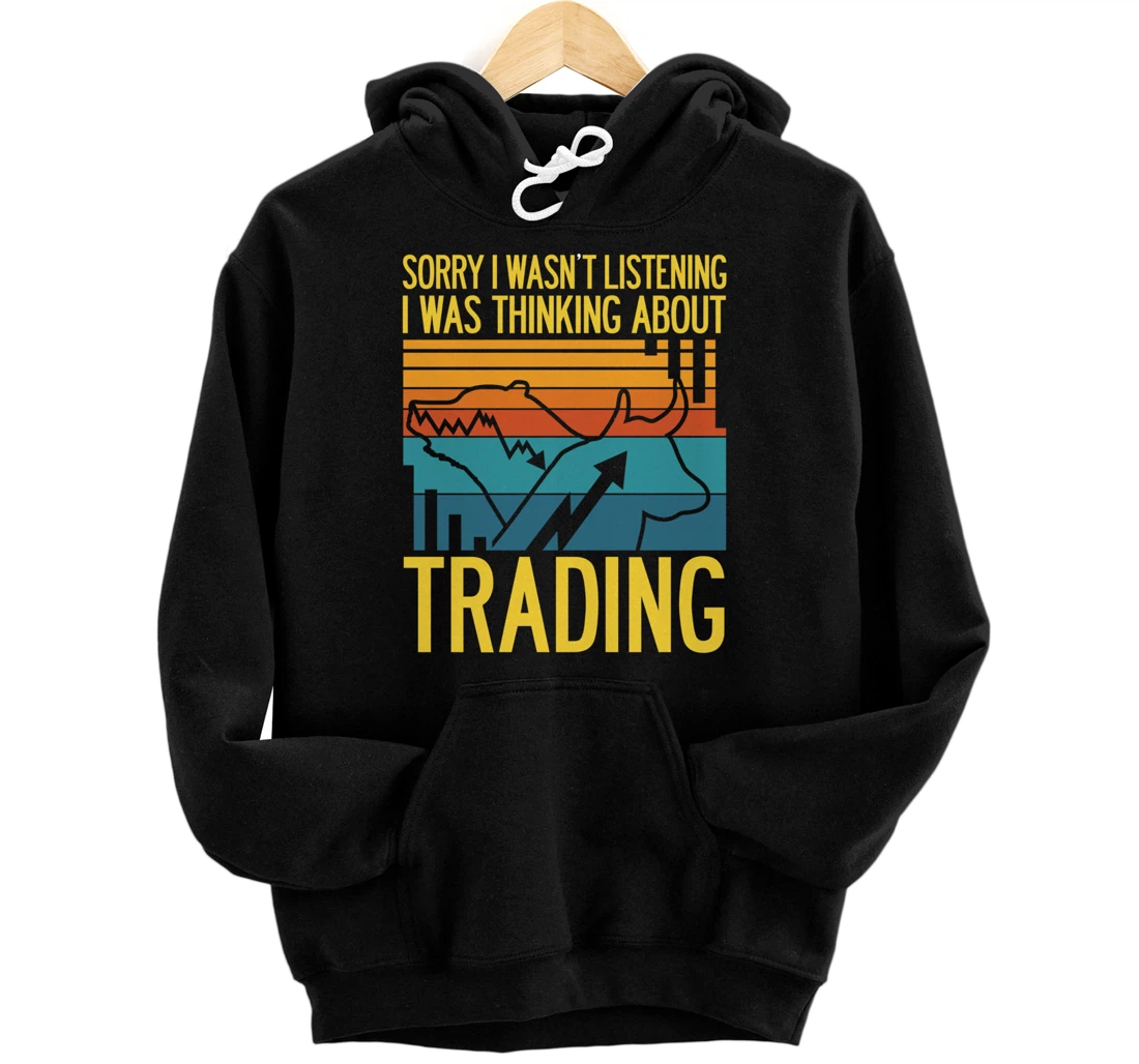 Stock Market Trading Monday Trader Invest Bullish Bull Retro Pullover Hoodie