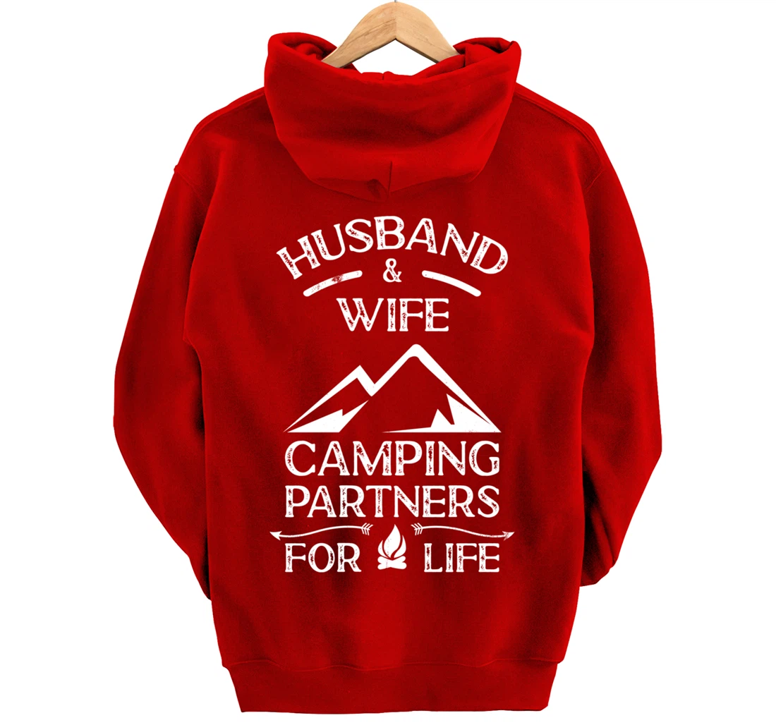 Husband & Wife Camping Partners For Life Outdoor Fun Pullover Hoodie