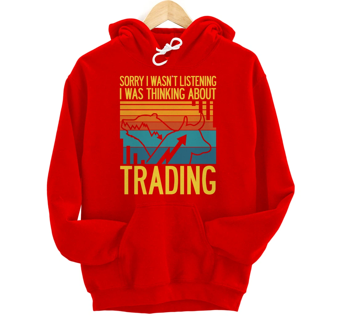Stock Market Trading Monday Trader Invest Bullish Bull Retro Pullover Hoodie