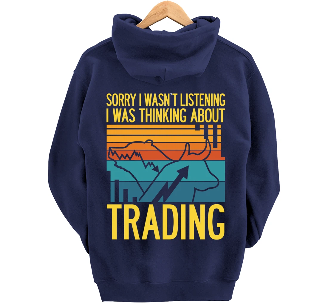 Stock Market Trading Monday Trader Invest Bullish Bull Retro Pullover Hoodie