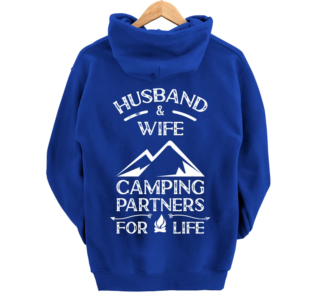 Husband & Wife Camping Partners For Life Outdoor Fun Pullover Hoodie