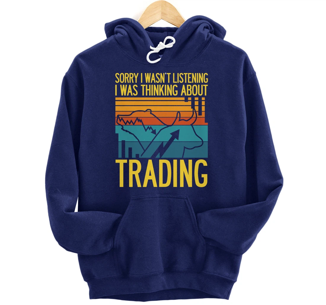 Stock Market Trading Monday Trader Invest Bullish Bull Retro Pullover Hoodie