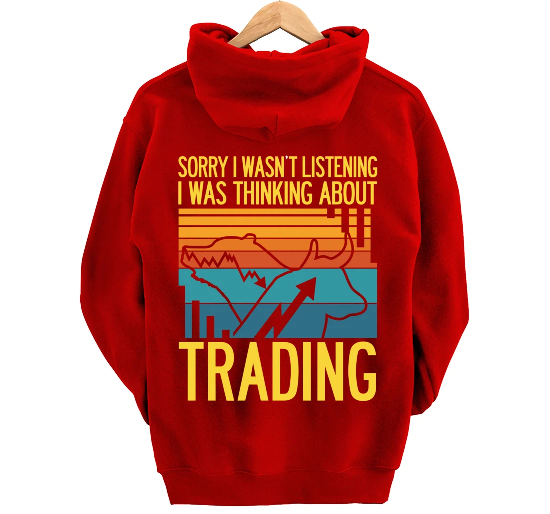 Stock Market Trading Monday Trader Invest Bullish Bull Retro Pullover Hoodie