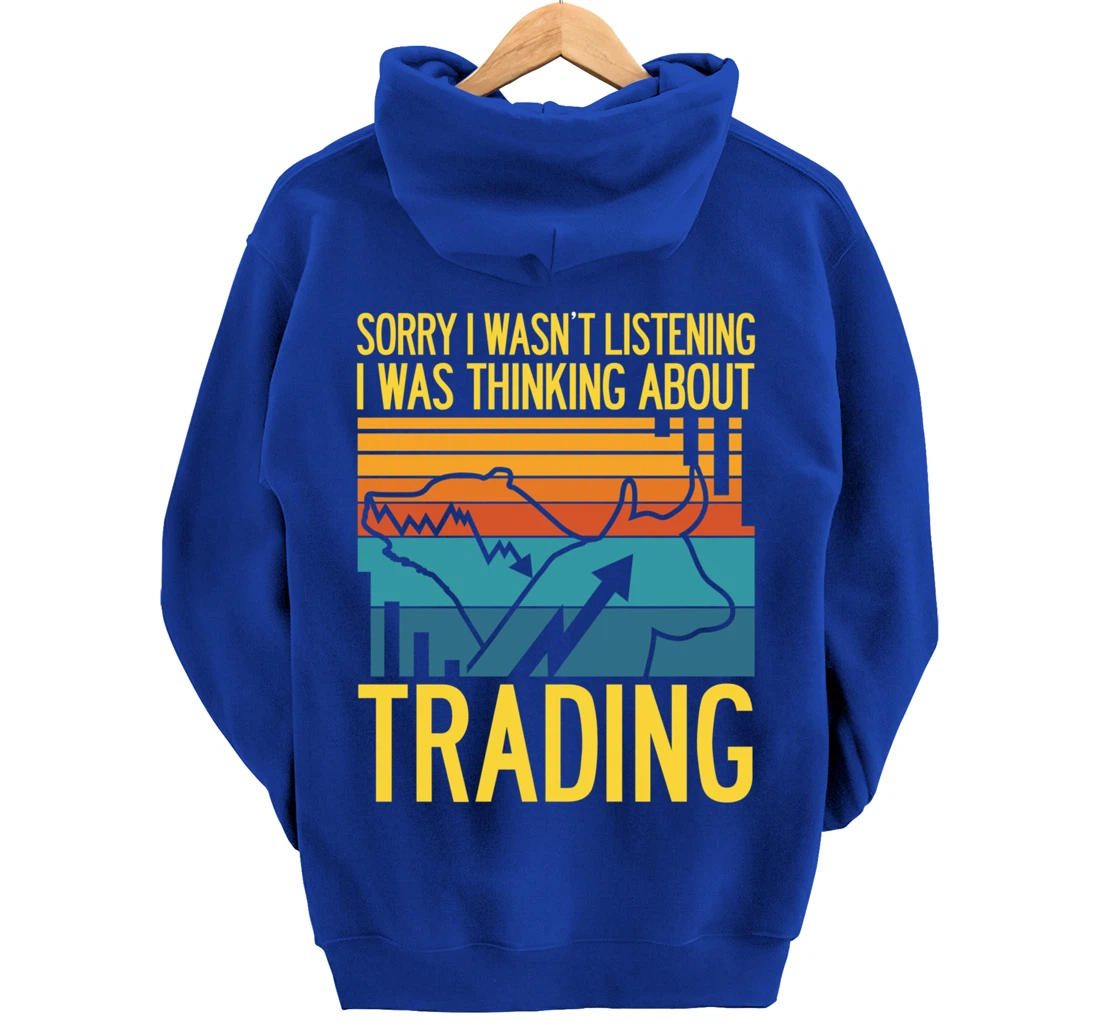 Stock Market Trading Monday Trader Invest Bullish Bull Retro Pullover Hoodie