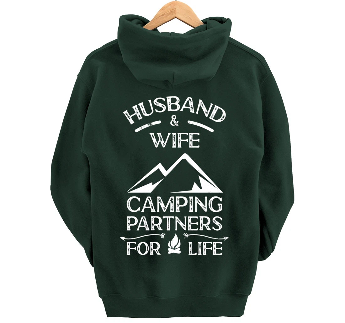 Husband & Wife Camping Partners For Life Outdoor Fun Pullover Hoodie