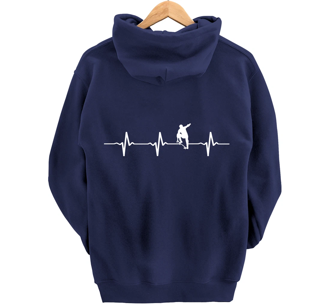 skateboarding heartbeat frequency skate lovers skateboarder Pullover Hoodie