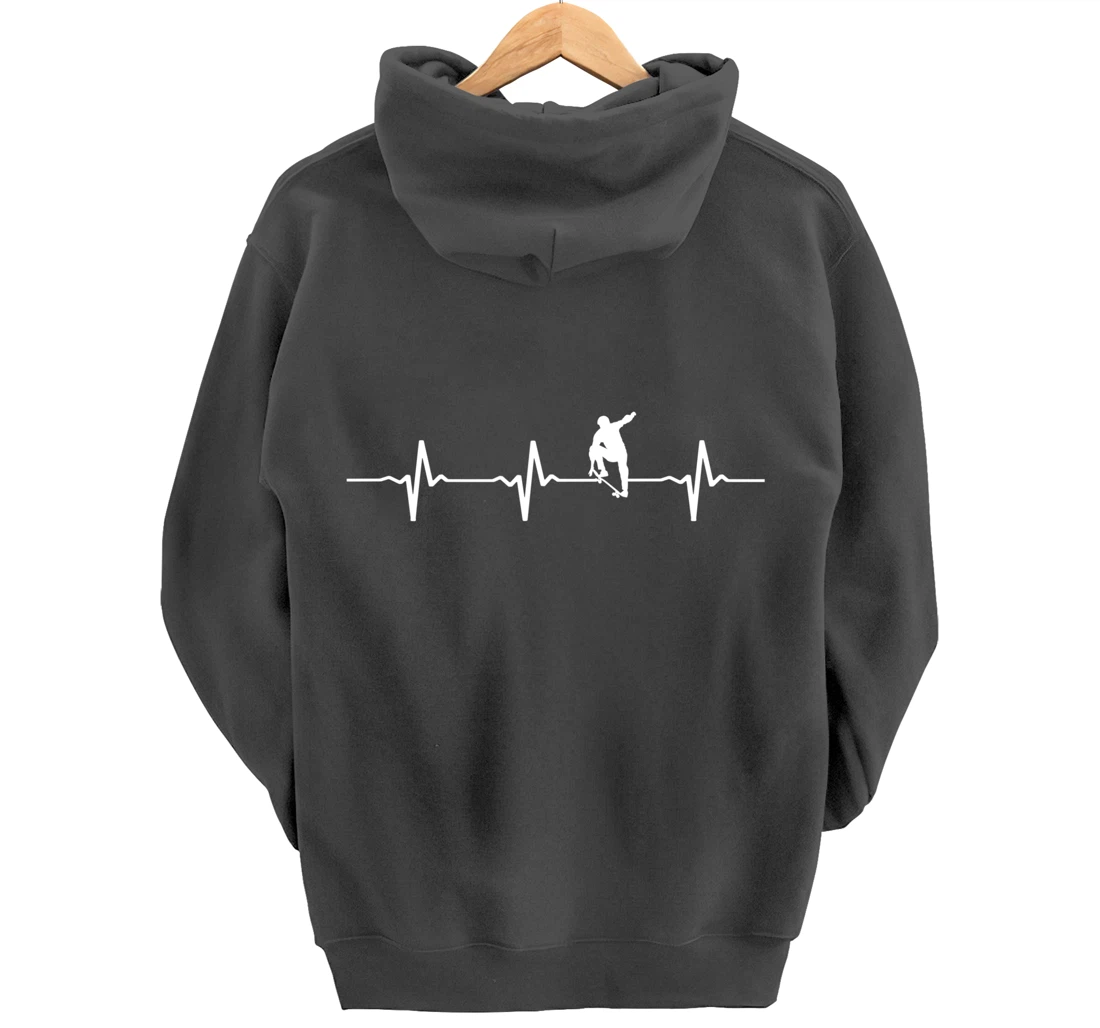 skateboarding heartbeat frequency skate lovers skateboarder Pullover Hoodie