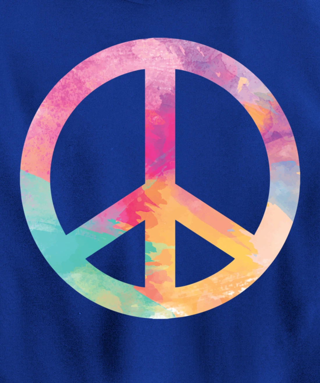 Cool Colorful Iconic Symbol Peace Sign Tie Dye Hippies Pullover Hoodie
