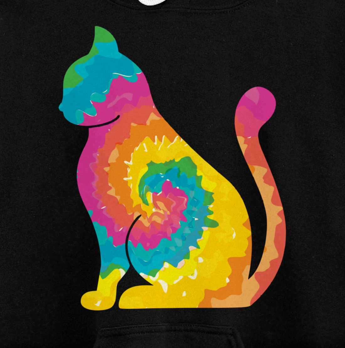 Funny Cat Tie Dye Rainbow Hippie Costume Hippy Themed Pullover Hoodie