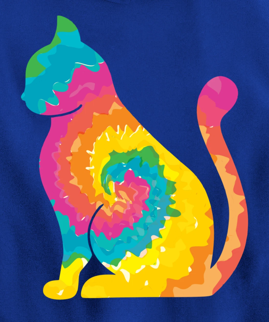 Funny Cat Tie Dye Rainbow Hippie Costume Hippy Themed Pullover Hoodie