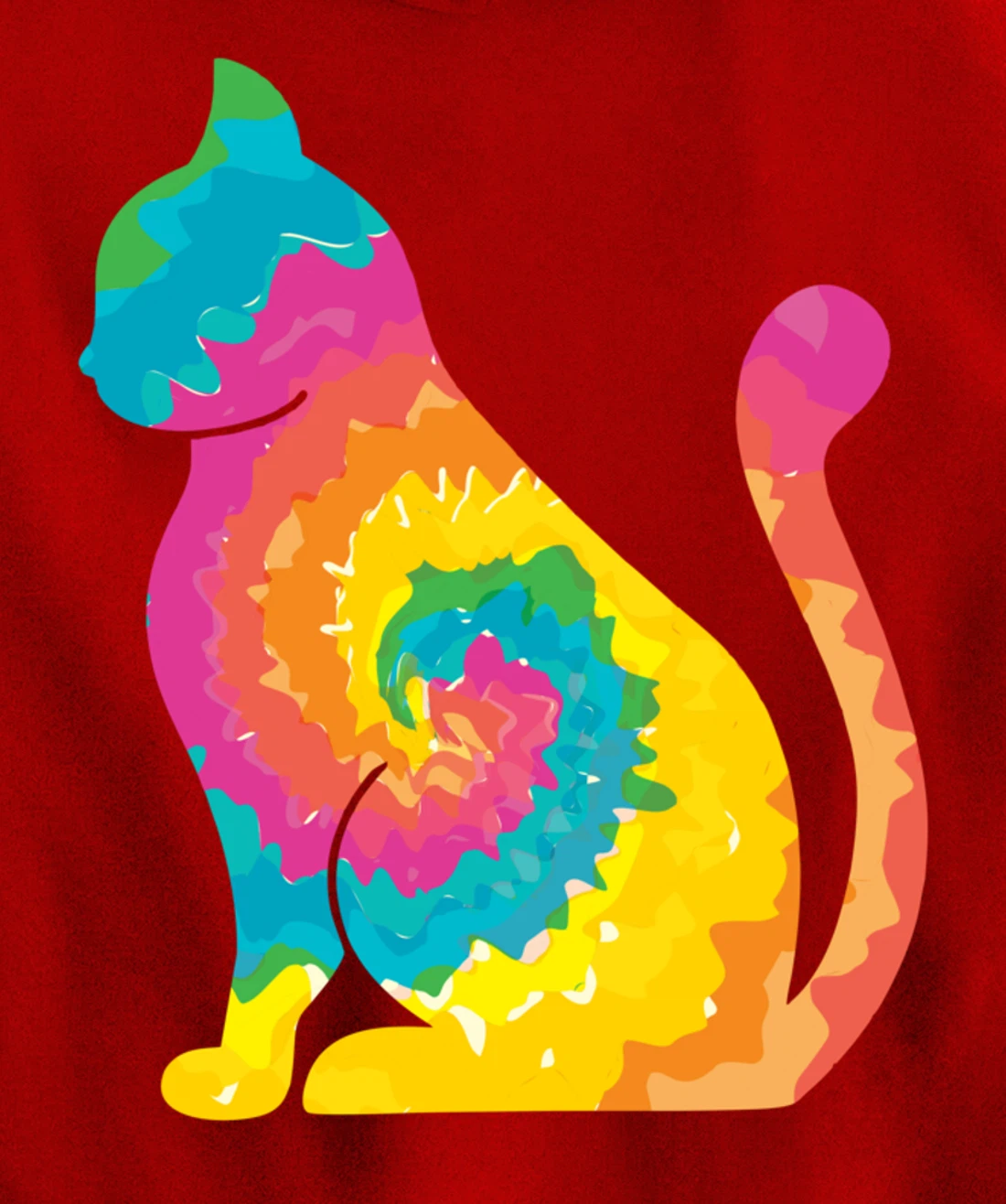 Funny Cat Tie Dye Rainbow Hippie Costume Hippy Themed Pullover Hoodie